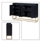 Buffet minimaliste en bois, autoportant, avec pieds en métal