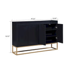 Buffet minimaliste en bois, autoportant, avec pieds en métal