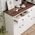 Buffet moderne de rangement avec 2 tiroirs et 4 portes, idéal pour le salon, la salle à manger, la cuisine ou le coin café. Couleur : blanc.