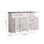 Buffet moderne de rangement avec 2 tiroirs et 4 portes, idéal pour le salon, la salle à manger, la cuisine ou le coin café. Couleur : blanc.