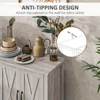 Buffet en bois avec 4 portes coulissantes de style grange et 2 étagères réglables - Non applicable