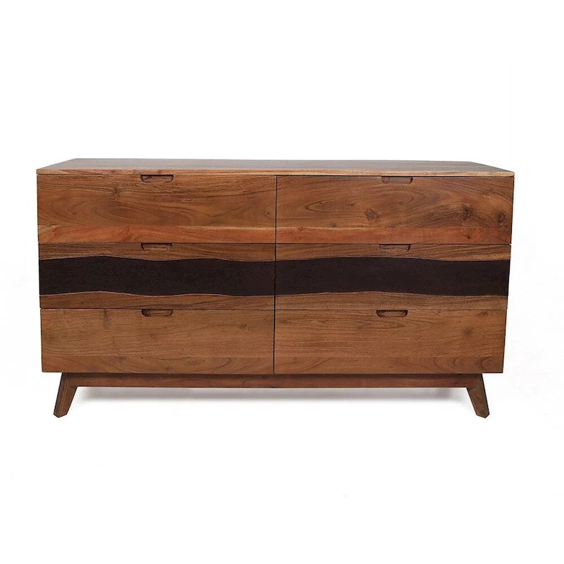 Wood Six Drawer Sideboard Buffet