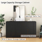 Buffet de cuisine moderne avec rangement, tiroirs et portes, noir