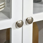 Buffet avec 4 portes en verre trempé et étagère de rangement réglable, crédence, blanc