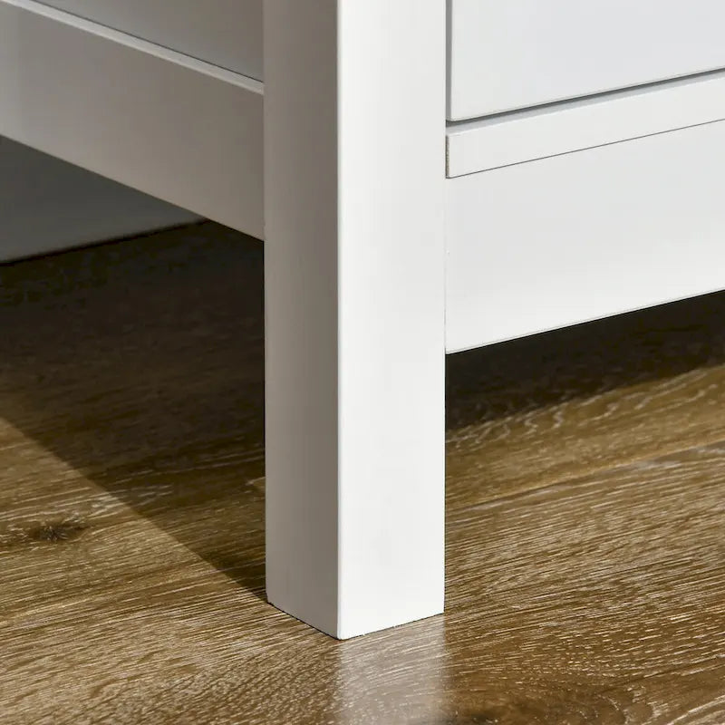 Buffet avec 4 portes en verre trempé et étagère de rangement réglable, crédence, blanc