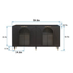 Buffet d'appoint en bois laqué avec 4 portes vitrées