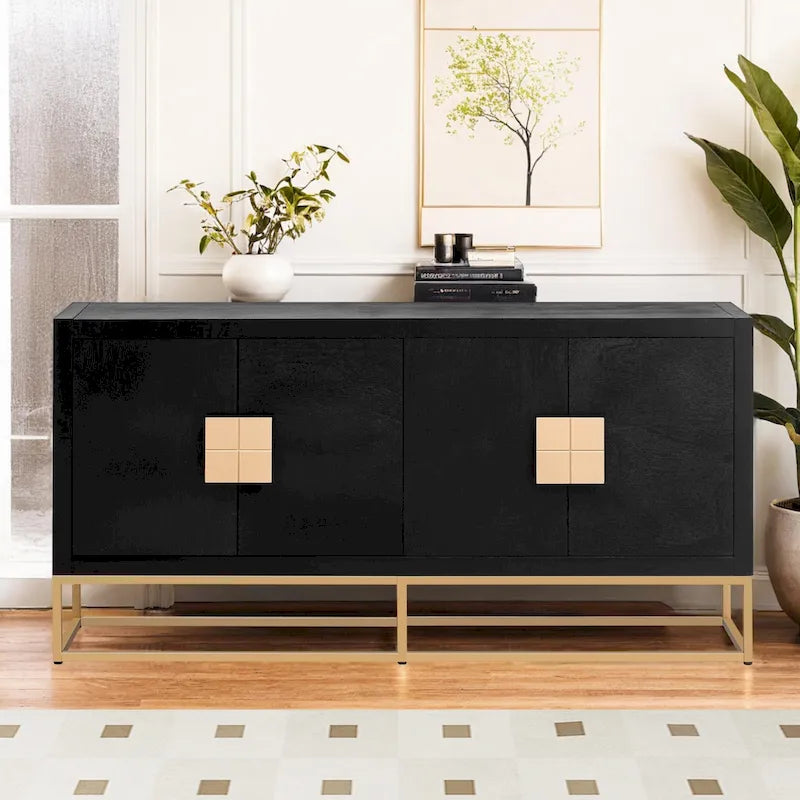 Meuble léger au design luxueux, doté de pieds de support uniques et d'étagères réglables, idéal pour les salons et les couloirs.