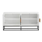Meuble léger au design luxueux, doté de pieds de support uniques et d'étagères réglables, idéal pour les salons et les couloirs.