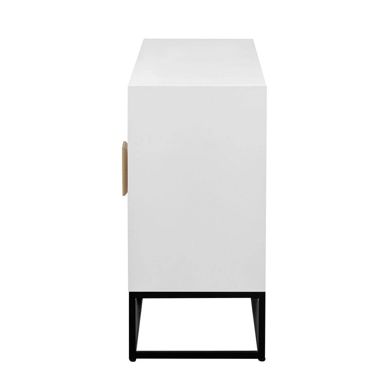 Meuble léger au design luxueux, doté de pieds de support uniques et d'étagères réglables, idéal pour les salons et les couloirs.