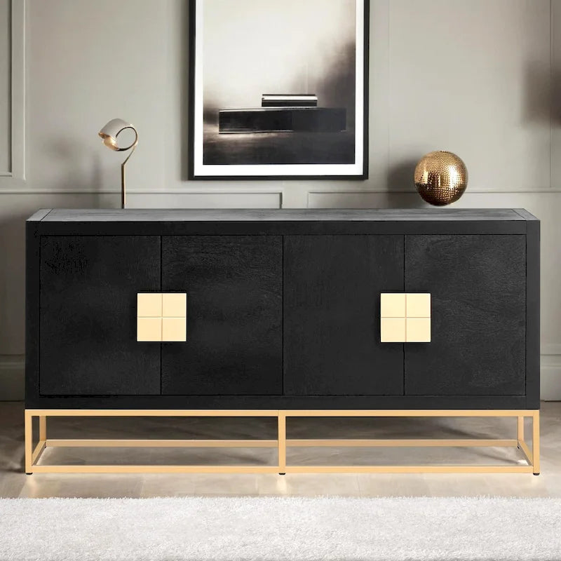 Meuble léger au design luxueux, doté de pieds de support uniques et d'étagères réglables, idéal pour les salons et les couloirs.