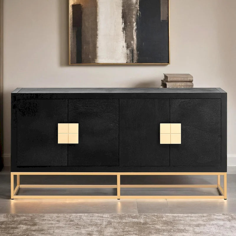 Meuble léger au design luxueux, doté de pieds de support uniques et d'étagères réglables, idéal pour les salons et les couloirs.