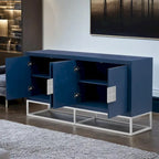 Meuble léger au design luxueux, doté de pieds de support uniques et d'étagères réglables, idéal pour les salons et les couloirs.