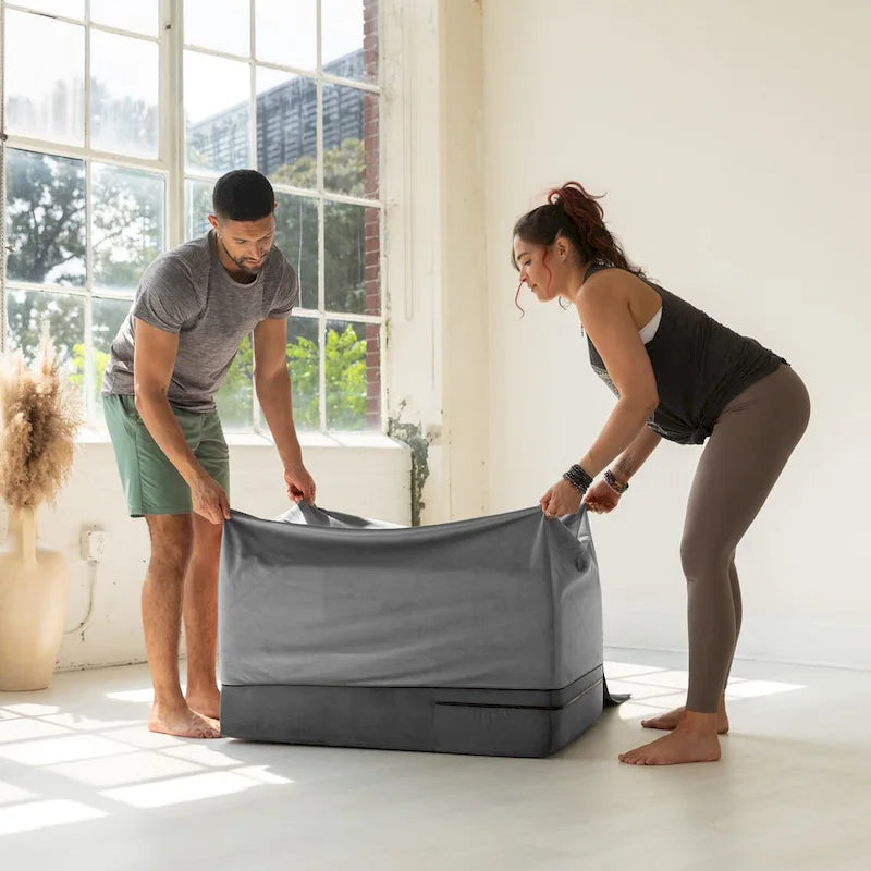 Rampe d'accès Avana Reach Super Ramp / Banc de lit convertible avec housse amovible pour yoga et massage, en microvelours