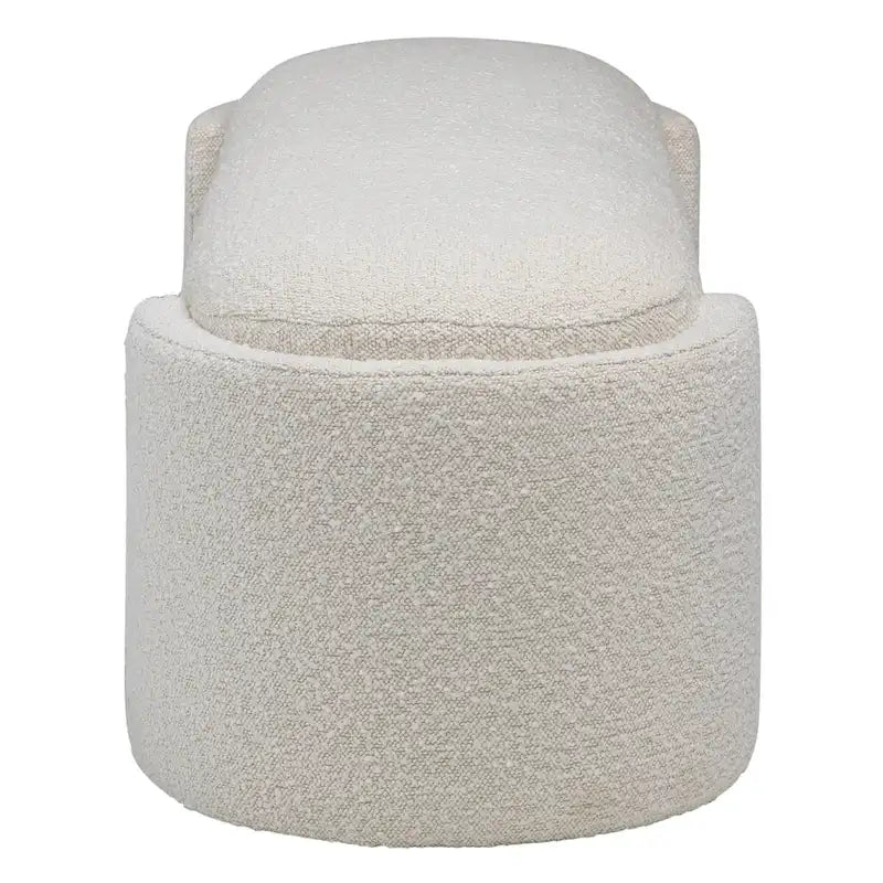 Banc rond Shawn Boucle avec pied rond à demi-bavette, blanc cassé