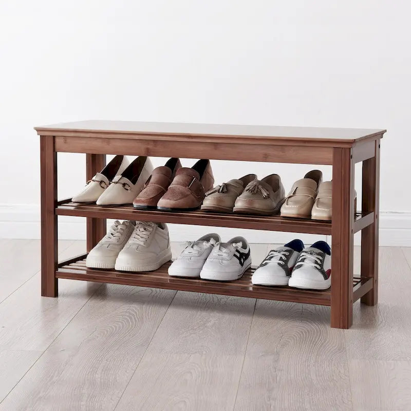 Étagère de rangement simple pour la maison, banc de rangement pour chaussures à deux niveaux, meuble à chaussures économique.
