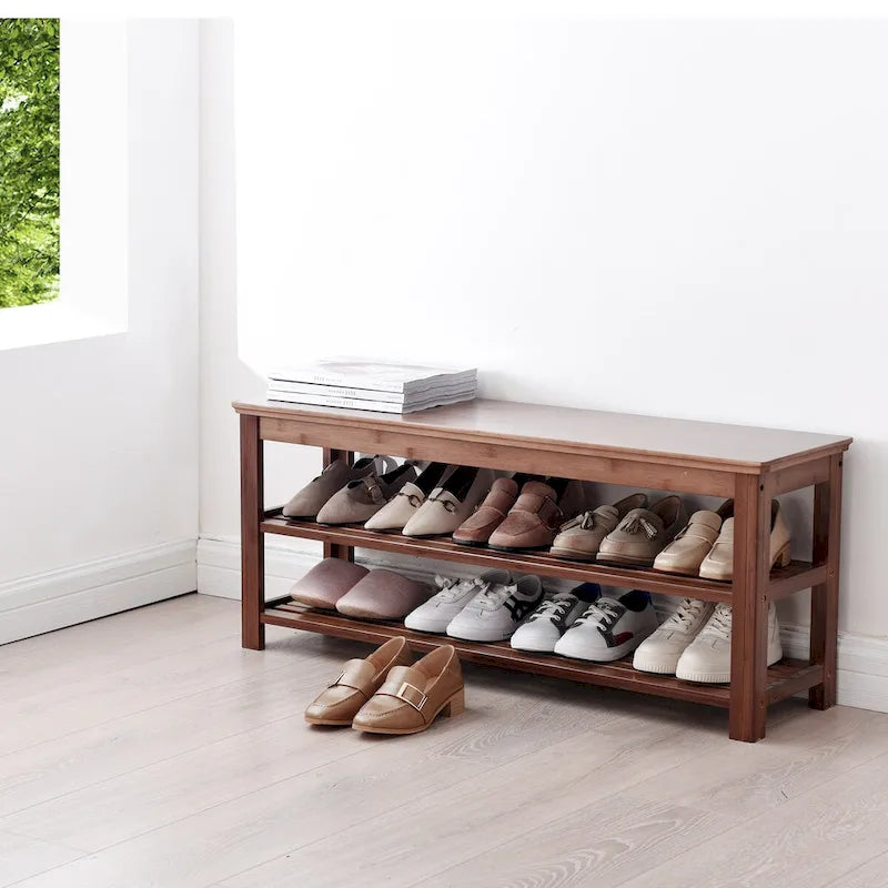 Étagère de rangement simple pour la maison, banc de rangement pour chaussures à deux niveaux, meuble à chaussures économique.
