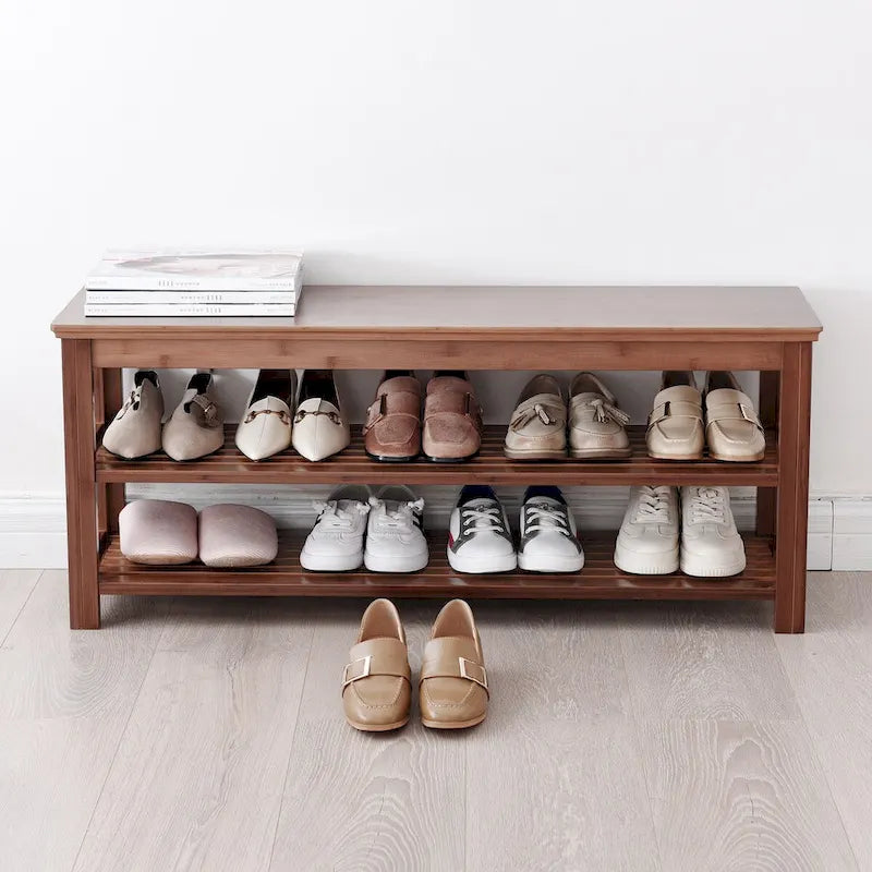 Étagère de rangement simple pour la maison, banc de rangement pour chaussures à deux niveaux, meuble à chaussures économique.