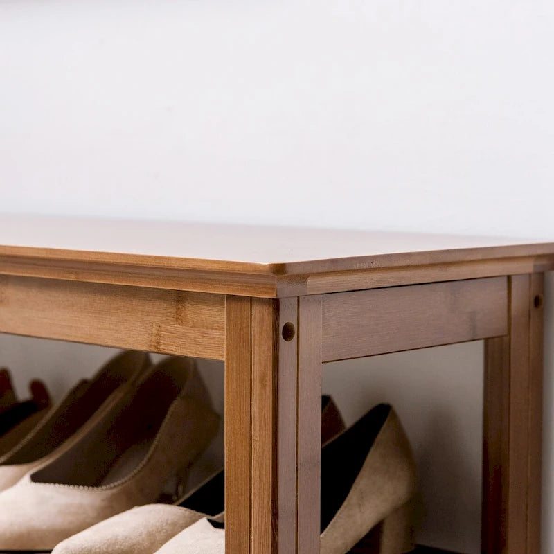 Étagère de rangement simple pour la maison, banc de rangement pour chaussures à deux niveaux, meuble à chaussures économique.