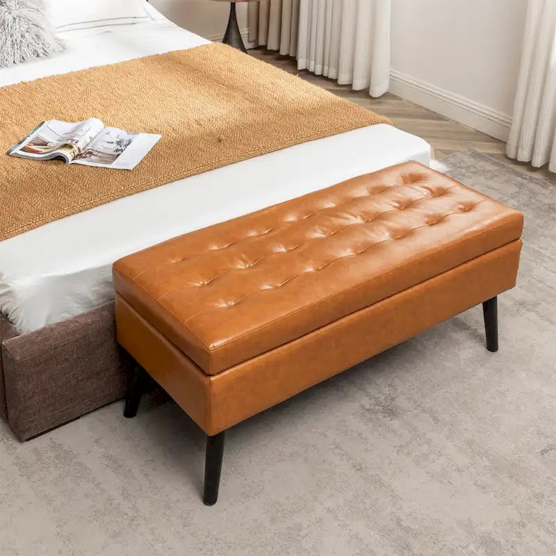 Banc de lit en similicuir avec rangement