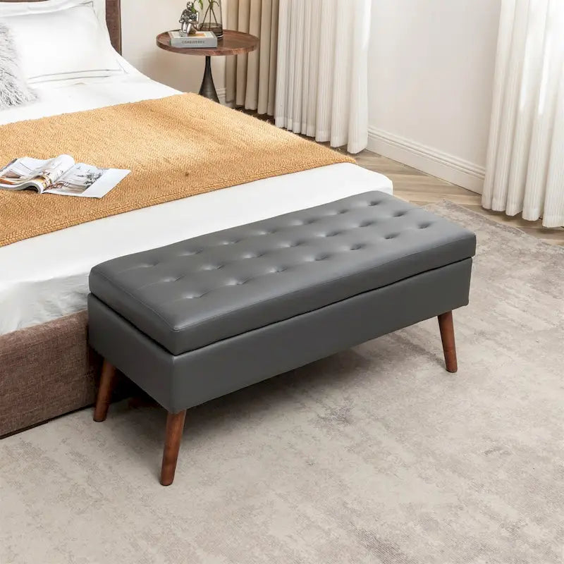 Banc de lit en similicuir avec rangement