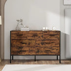 Commode de rangement en bois massif avec 7 tiroirs, 123 cm (L) x 40 cm (P) x 79 cm (H), marron rustique