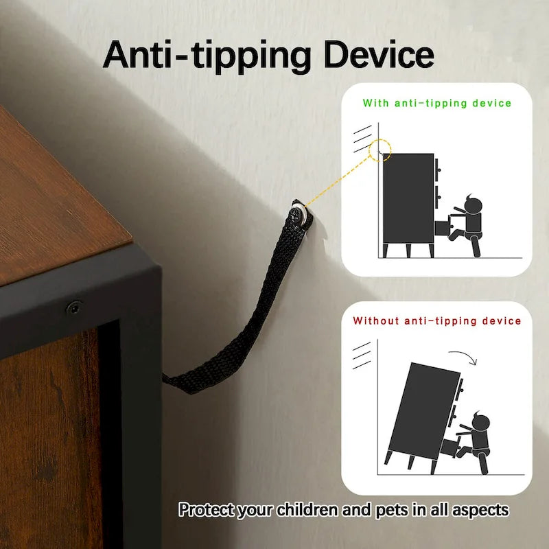 Commode de rangement en bois massif avec 7 tiroirs, 123 cm (L) x 40 cm (P) x 79 cm (H), marron rustique