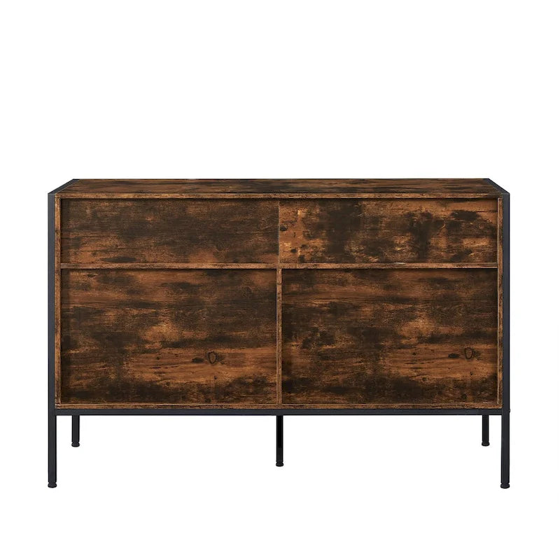 Commode de rangement en bois massif avec 7 tiroirs, 123 cm (L) x 40 cm (P) x 79 cm (H), marron rustique