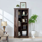 Armoire de rangement avec porte coulissante en bois rustique de style grange, meuble de rangement coulissant pour garde-manger et étagères.