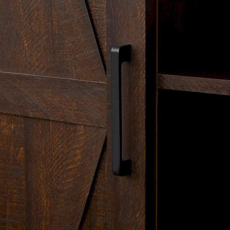 Armoire de rangement avec porte coulissante en bois rustique de style grange, meuble de rangement coulissant pour garde-manger et étagères.