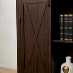 Armoire de rangement avec porte coulissante en bois rustique de style grange, meuble de rangement coulissant pour garde-manger et étagères.