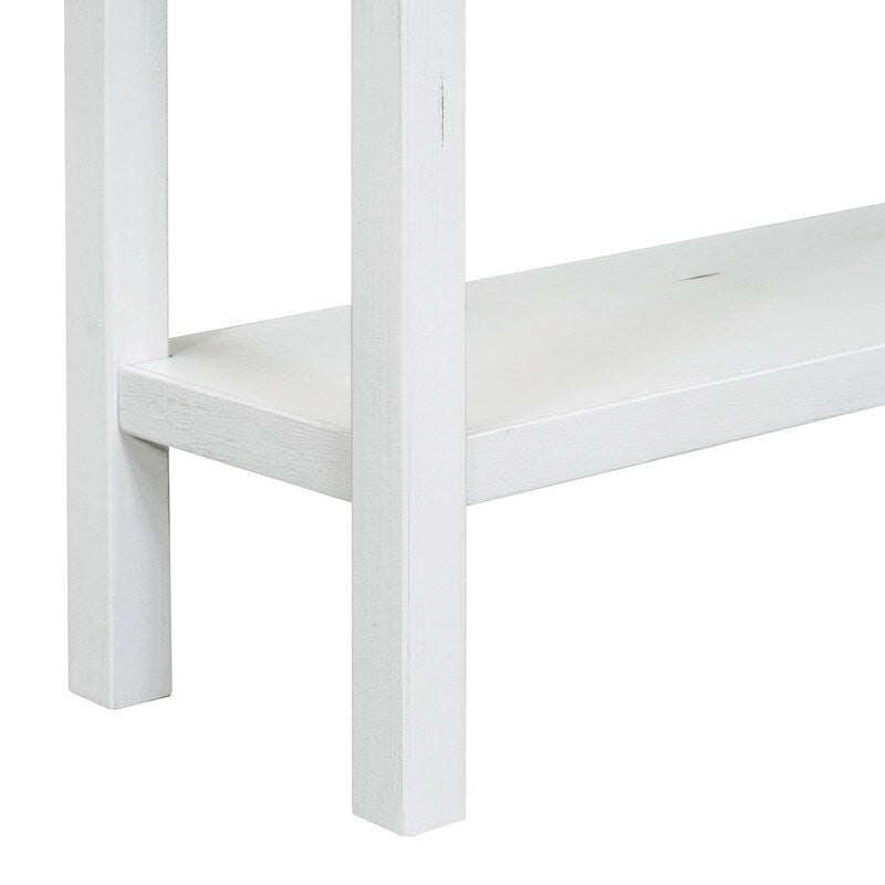 Console rustique d'entrée, table d'appoint de 152 cm de long avec deux tiroirs de tailles différentes et une étagère inférieure pour le rangement