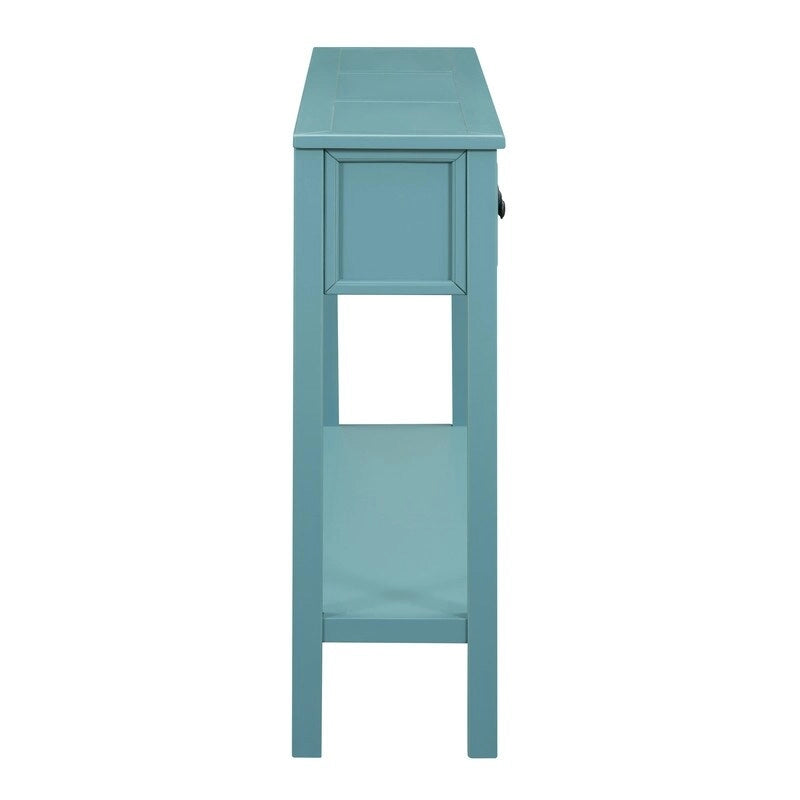 Console rustique d'entrée, table d'appoint de 152 cm de long avec deux tiroirs de tailles différentes et une étagère inférieure pour le rangement