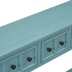 Console rustique d'entrée, table d'appoint de 152 cm de long avec deux tiroirs de tailles différentes et une étagère inférieure pour le rangement