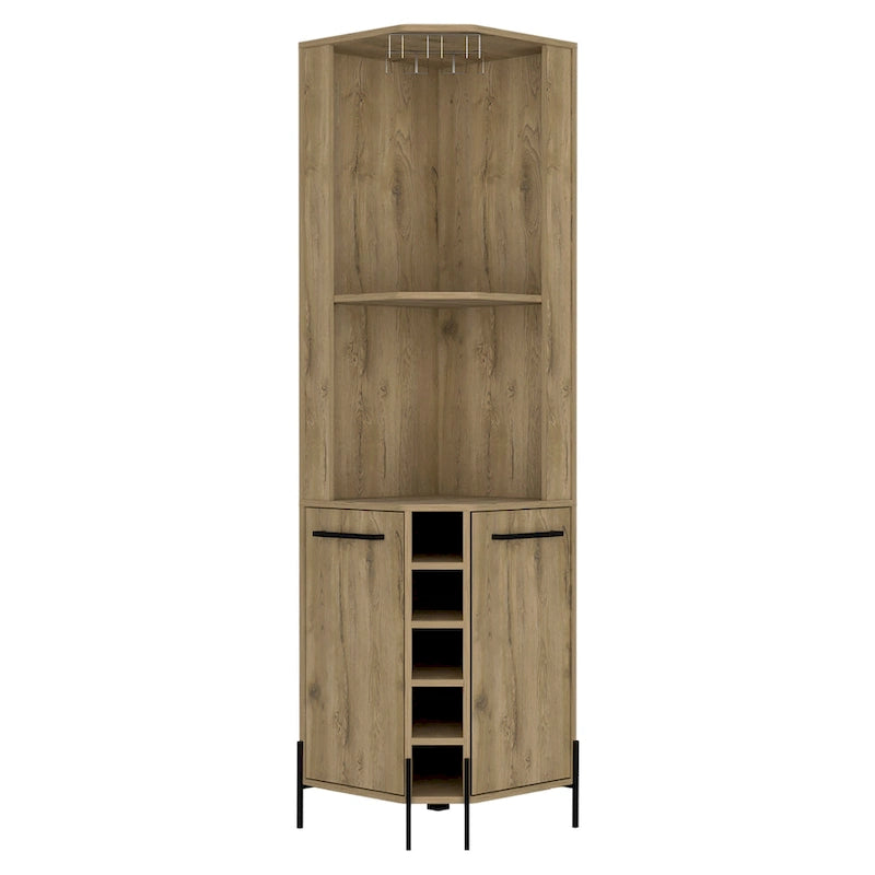 Corner Bar Cabinet for Kitchen, Dining Room,Living Room, Aged Oak