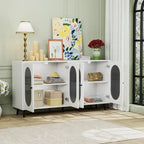 Buffet Grondin moderne et minimaliste en bois avec 4 portes en acrylique et étagères intérieures réglables