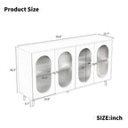 Buffet Grondin moderne et minimaliste en bois avec 4 portes en acrylique et étagères intérieures réglables