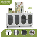 Buffet Grondin moderne et minimaliste en bois avec 4 portes en acrylique et étagères intérieures réglables