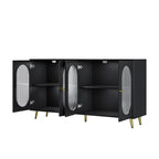 Buffet Grondin moderne et minimaliste en bois avec 4 portes en acrylique et étagères intérieures réglables