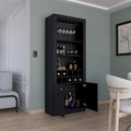 Meuble bar moderne à 4 niveaux de 74 pouces de haut avec porte-verres, étagère à verres à pied, meuble à vin, meuble à spiritueux, 10 casiers à bouteilles et 4 étagères.