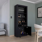 Meuble bar moderne à 4 niveaux de 74 pouces de haut avec porte-verres, étagère à verres à pied, meuble à vin, meuble à spiritueux, 10 casiers à bouteilles et 4 étagères.