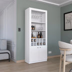 Meuble bar moderne à 4 niveaux de 74 pouces de haut avec porte-verres, étagère à verres à pied, meuble à vin, meuble à spiritueux, 10 casiers à bouteilles et 4 étagères.