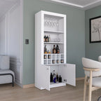 Meuble bar moderne à 4 niveaux de 74 pouces de haut avec porte-verres, étagère à verres à pied, meuble à vin, meuble à spiritueux, 10 casiers à bouteilles et 4 étagères.