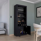 Meuble bar moderne à 4 niveaux de 74 pouces de haut avec porte-verres, étagère à verres à pied, meuble à vin, meuble à spiritueux, 10 casiers à bouteilles et 4 étagères.