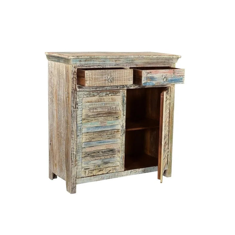 Buffet Lexington à 2 tiroirs et 2 portes à persiennes, blanc vintage