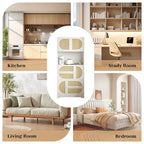 Armoire de rangement avec portes en rotin, haute armoire autoportante