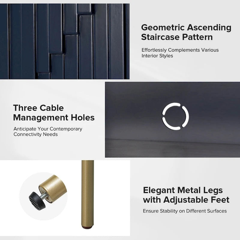 Buffet Reginald Modern de 147 cm de large avec gestion des câbles et pieds réglables par HULALA HOME