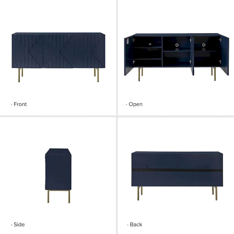 Buffet Reginald Modern de 147 cm de large avec gestion des câbles et pieds réglables par HULALA HOME