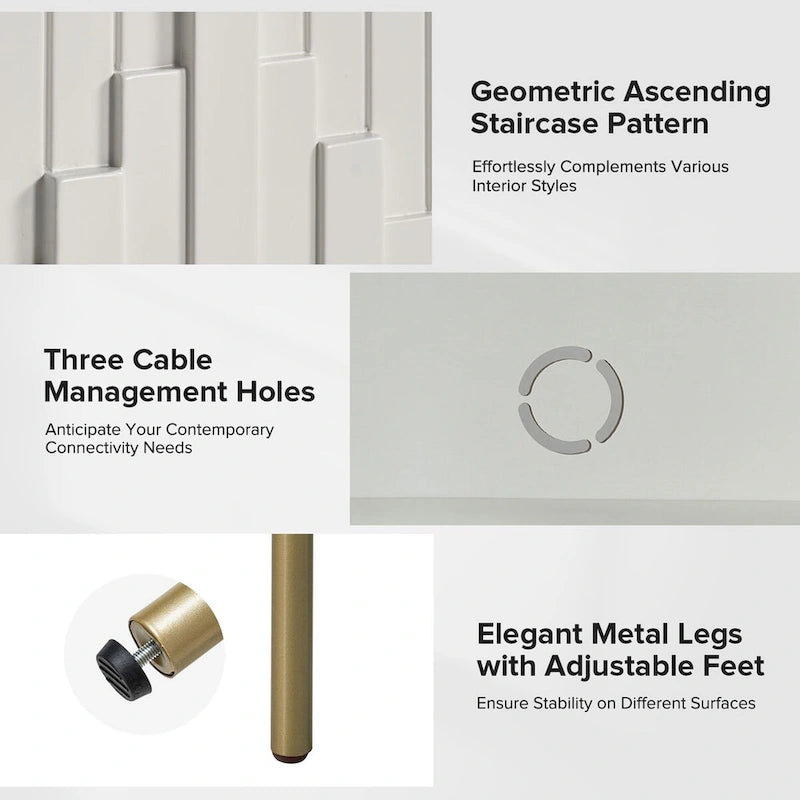 Buffet Reginald Modern de 147 cm de large avec gestion des câbles et pieds réglables par HULALA HOME