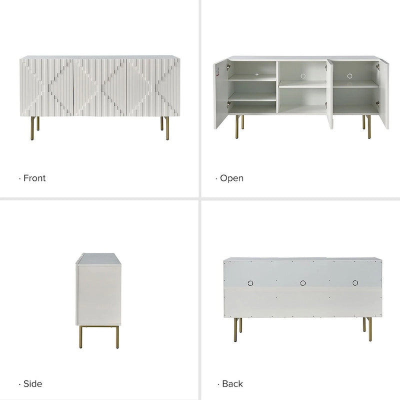 Buffet Reginald Modern de 147 cm de large avec gestion des câbles et pieds réglables par HULALA HOME