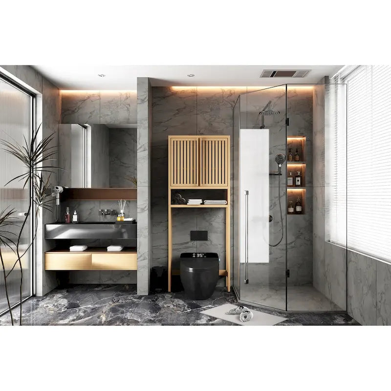 Étagère de rangement pour toilettes, salle de bain indépendante, buanderie, gain de place, couleur naturelle